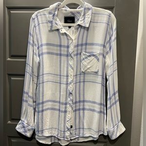 Rails White Plaid Cotton Button Up